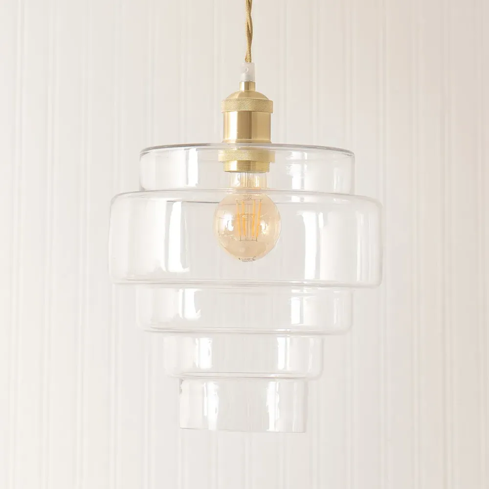 Lane 5 Tier Ceiling Pendant Lamp Shade - Clear Glass, Gold