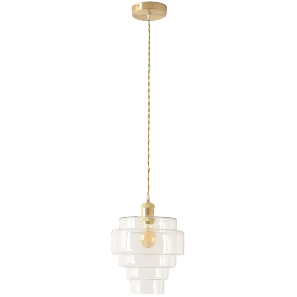 Lane 5 Tier Ceiling Pendant Lamp Shade - Clear Glass, Gold