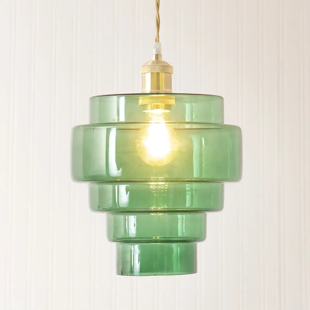 Lane 5 Tier Ceiling Pendant Lamp Shade - Green Glass