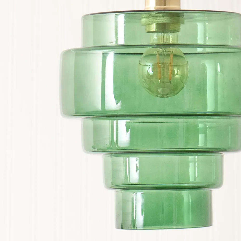 Lane 5 Tier Ceiling Pendant Lamp Shade - Green Glass