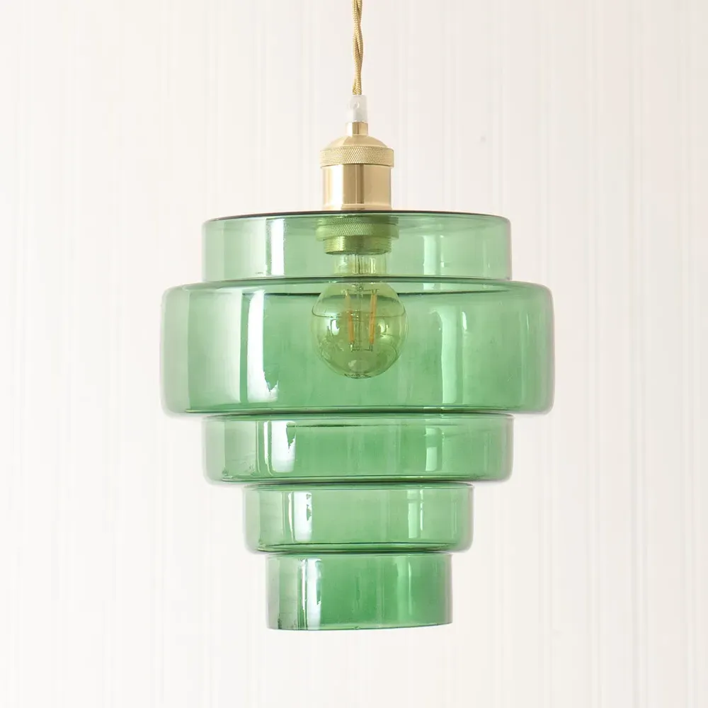 Lane 5 Tier Ceiling Pendant Lamp Shade - Green Glass