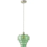 Lane 5 Tier Ceiling Pendant Lamp Shade - Green Glass, Chrome
