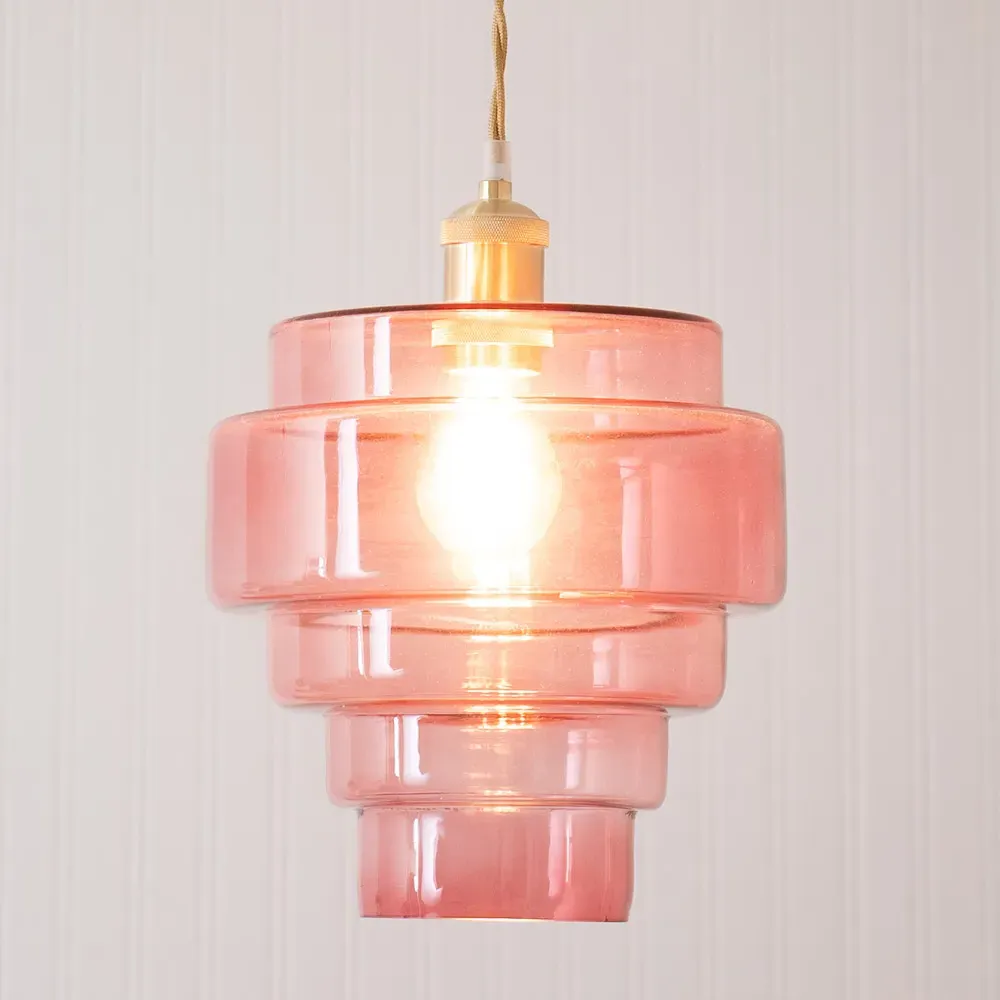 Lane 5 Tier Ceiling Pendant Lamp Shade - Pink Glass