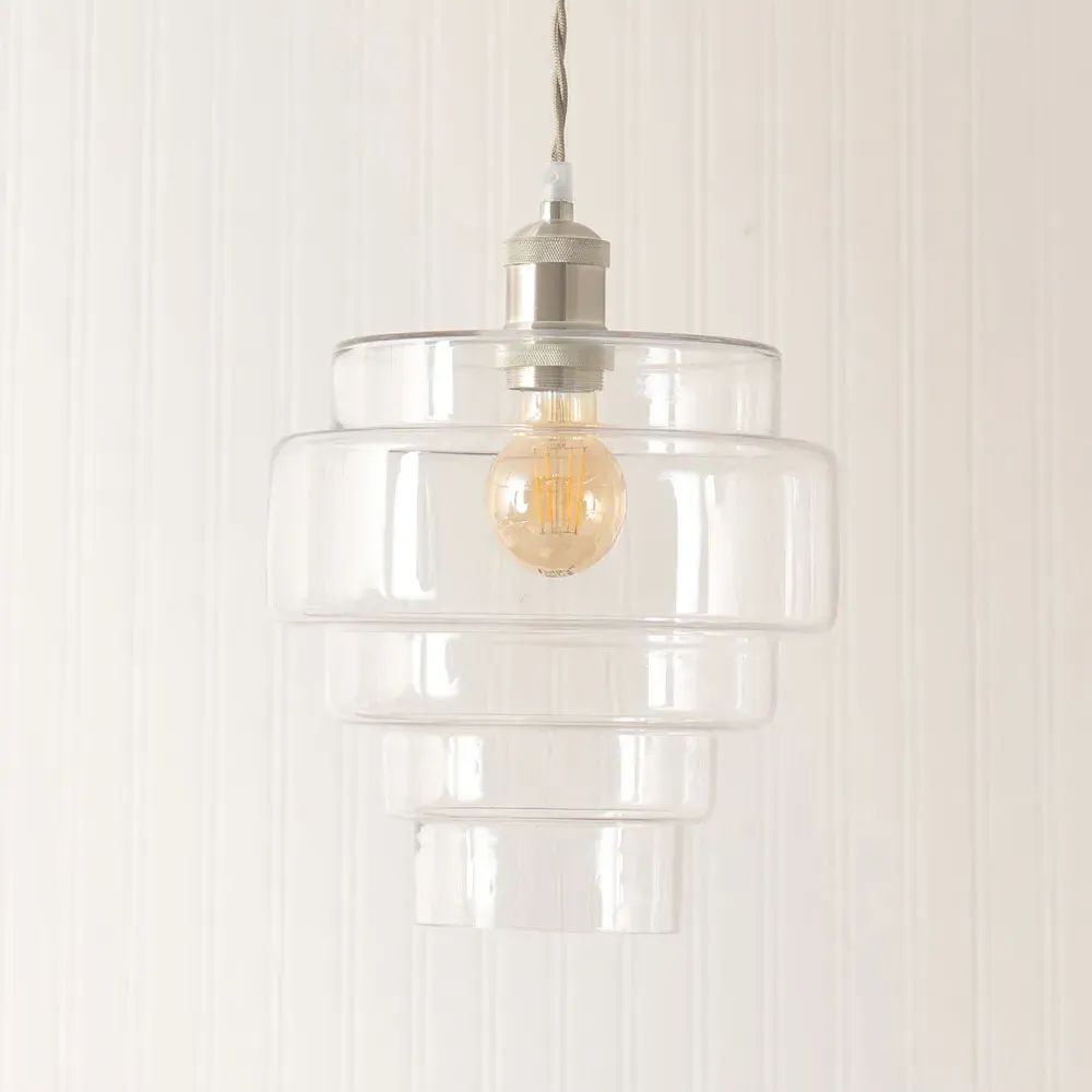 Lane 5 Tier LED Ceiling Pendant Light - Clear Glass, Chrome