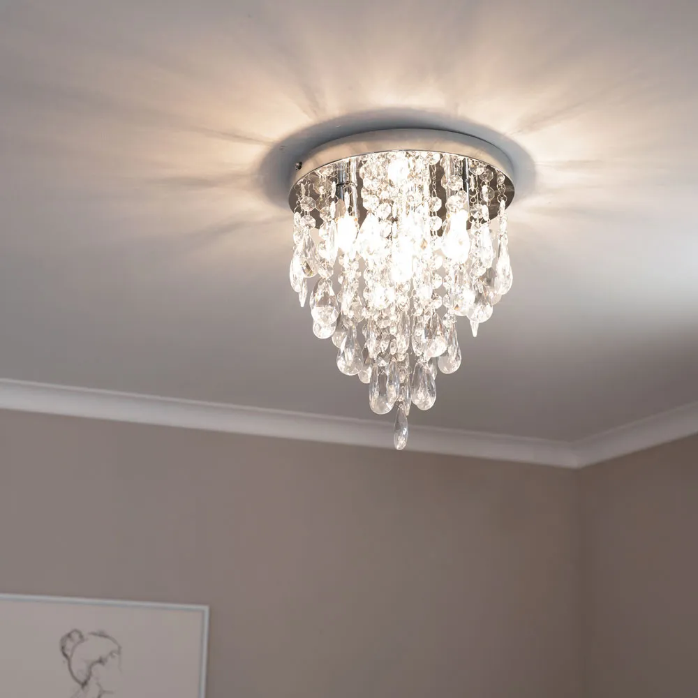 Lara Flush Chandelier LED Ceiling Light - Chrome, Acrylic