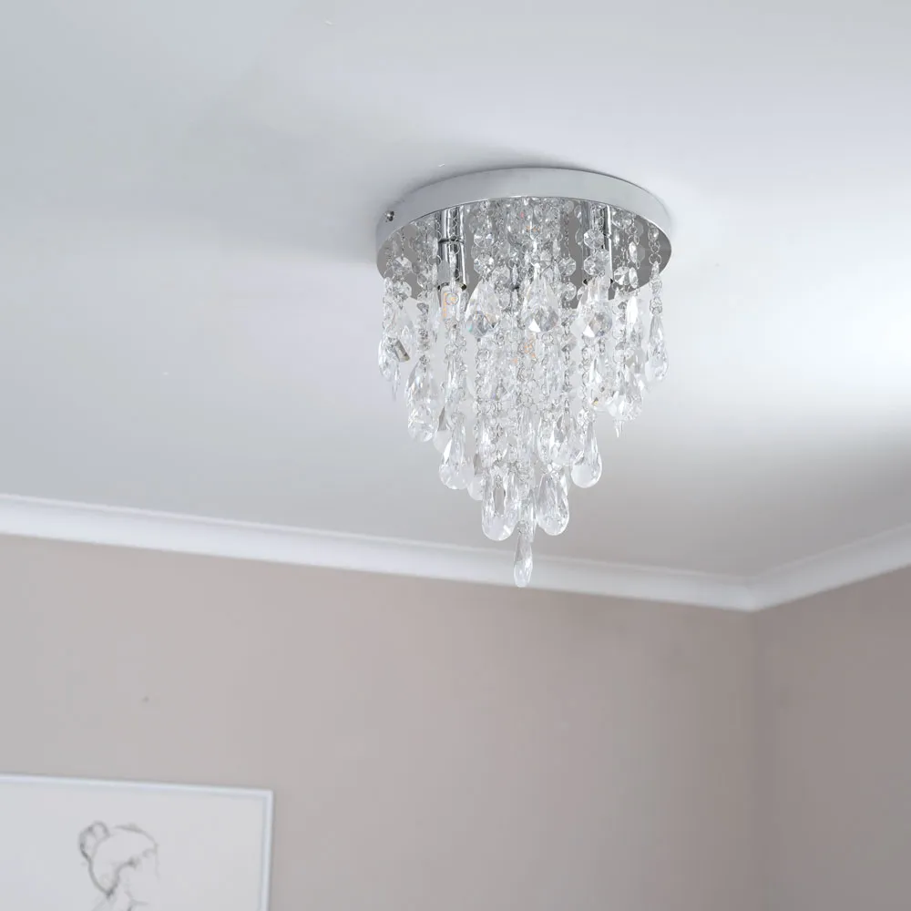Lara Flush Chandelier LED Ceiling Light - Chrome, Acrylic
