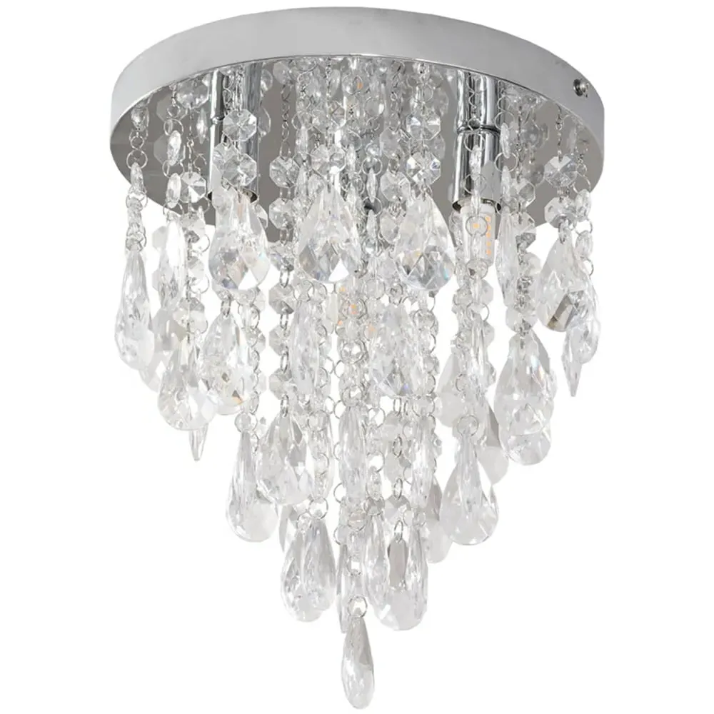 Lara Flush Chandelier LED Ceiling Light - Chrome, Acrylic