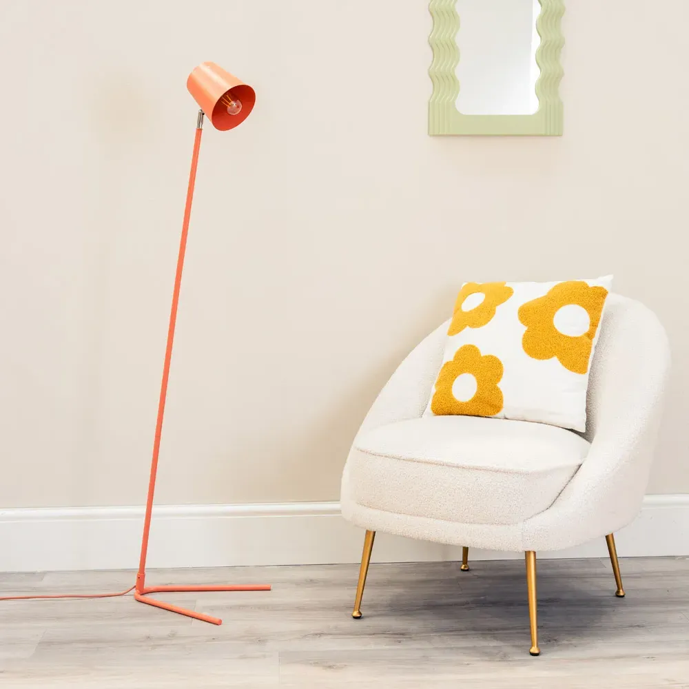Lark Slimline LED Floor Lamp - Coral Peach, Metal