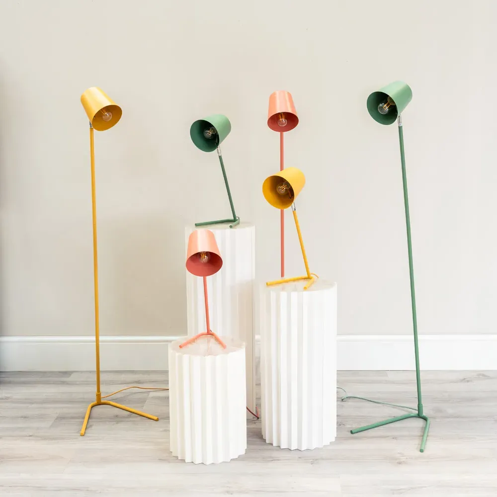 Lark Slimline LED Floor Lamp - Coral Peach, Metal