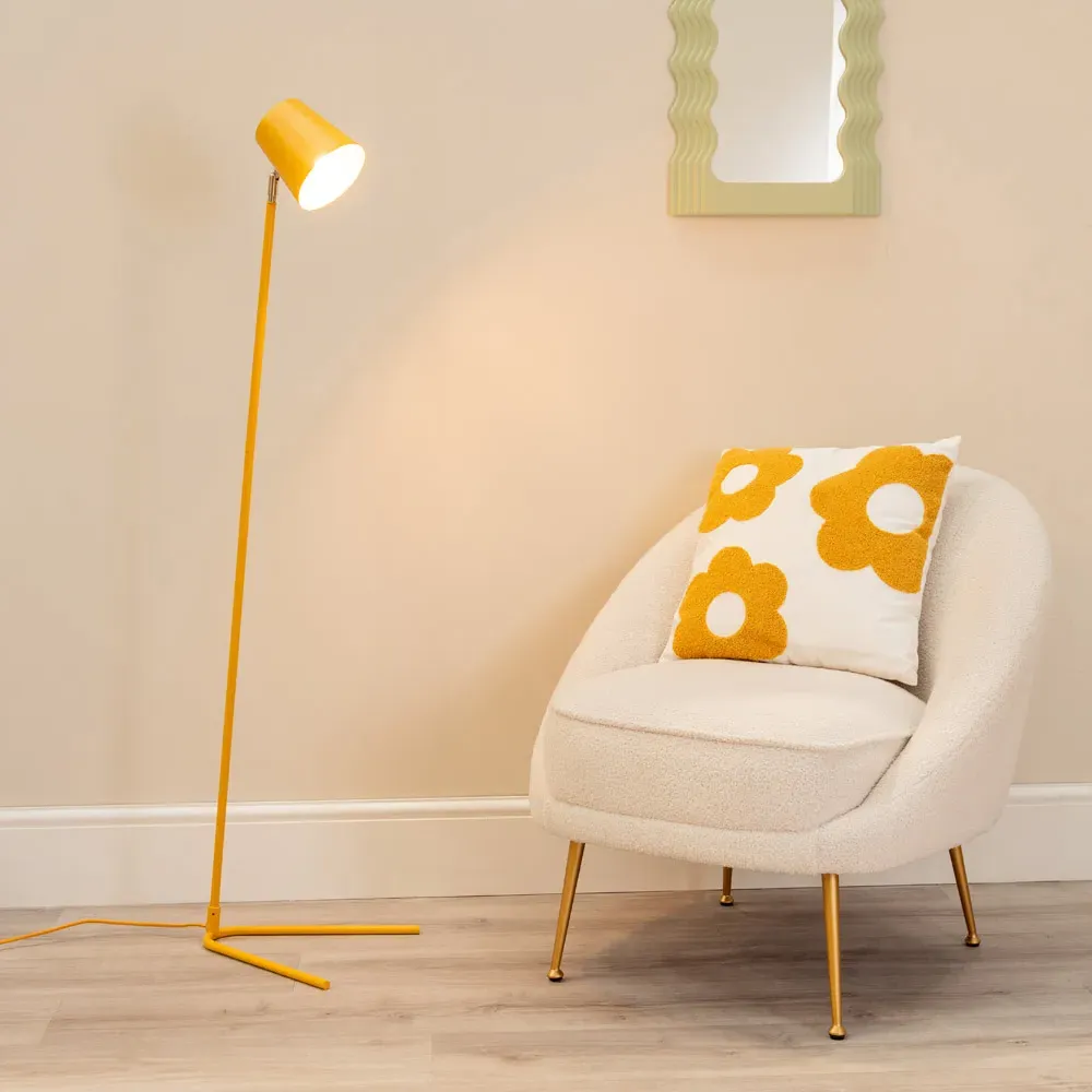 Lark Slimline LED Floor Lamp - Mustard Yellow, Metal