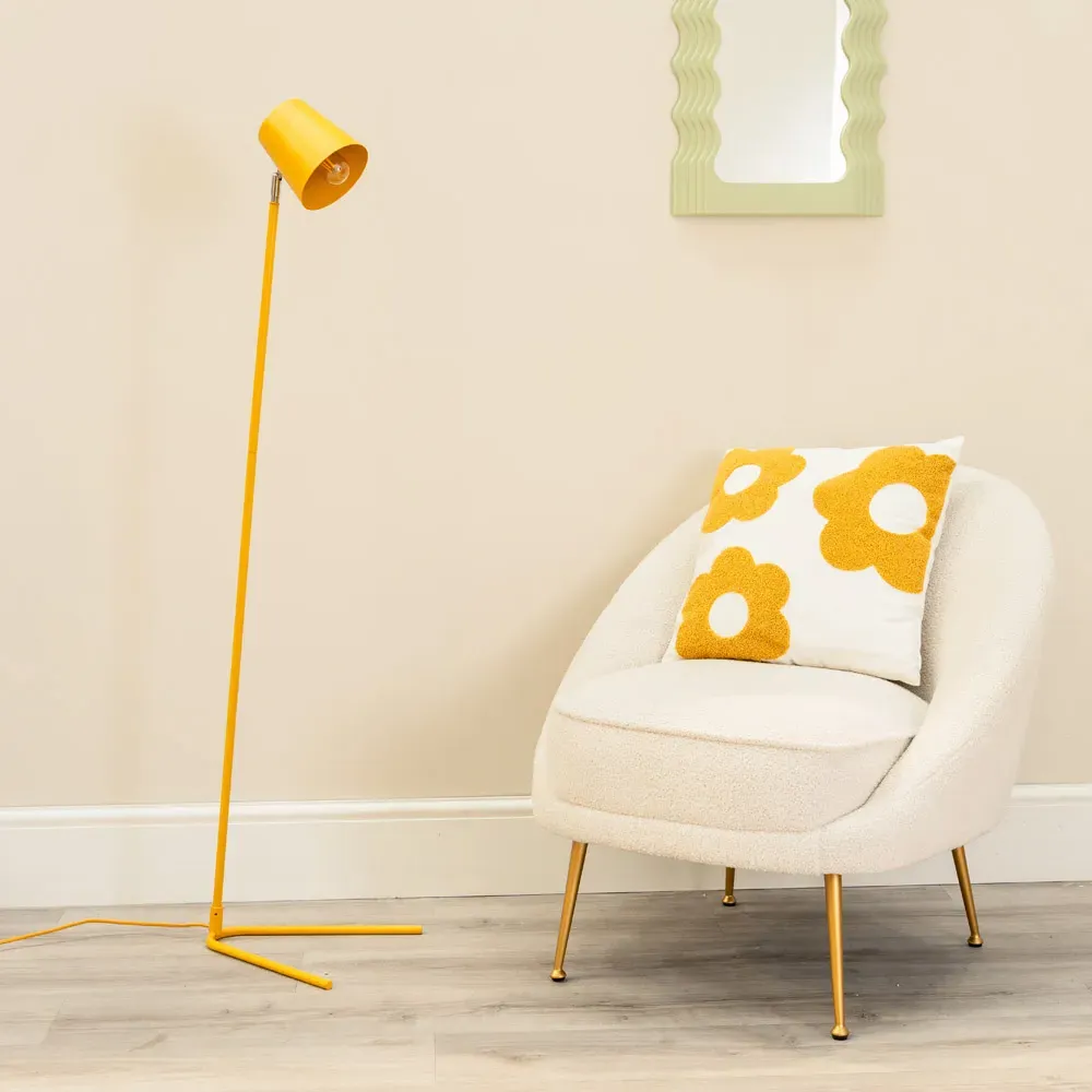 Lark Slimline LED Floor Lamp - Mustard Yellow, Metal