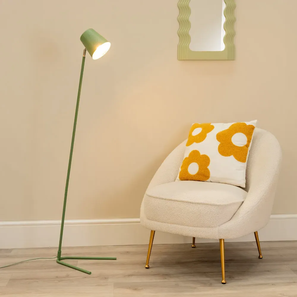 Lark Slimline LED Floor Lamp - Sage Green, Metal