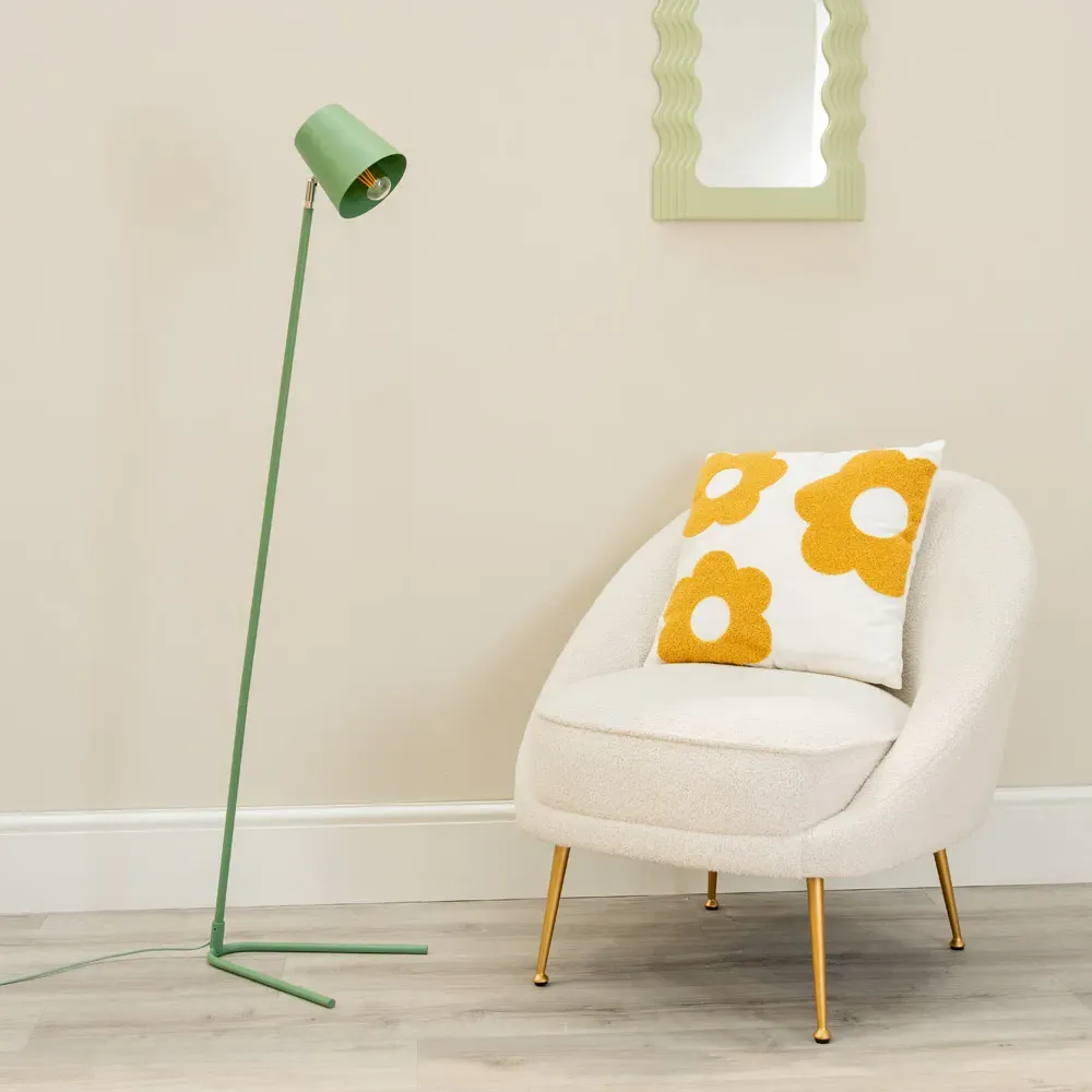Lark Slimline LED Floor Lamp - Sage Green, Metal