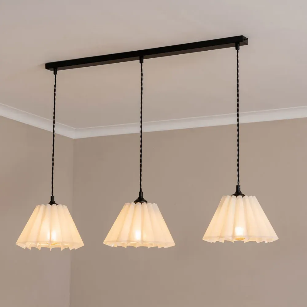 Lauren 3 Drop Bar Ceiling Pendant Light - Black, White