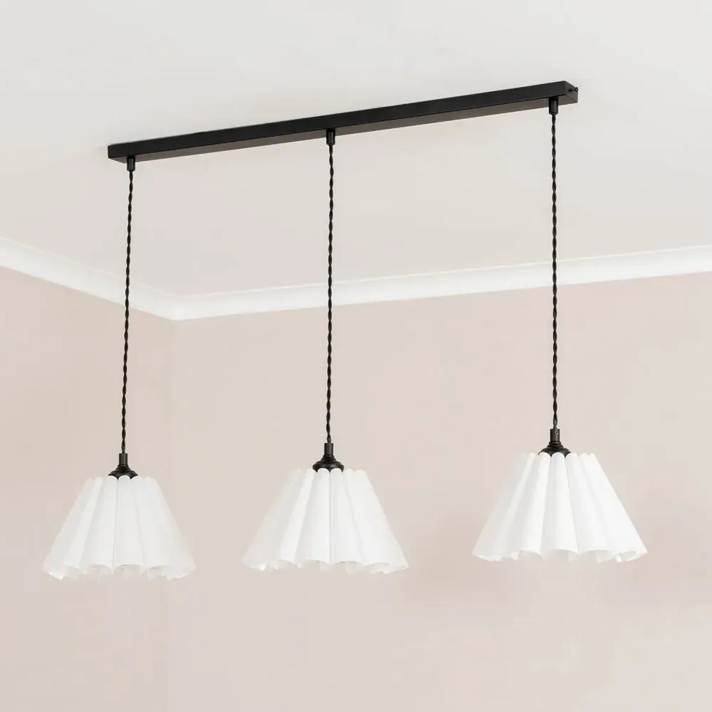 Lauren 3 Drop Bar Ceiling Pendant Light - Black, White