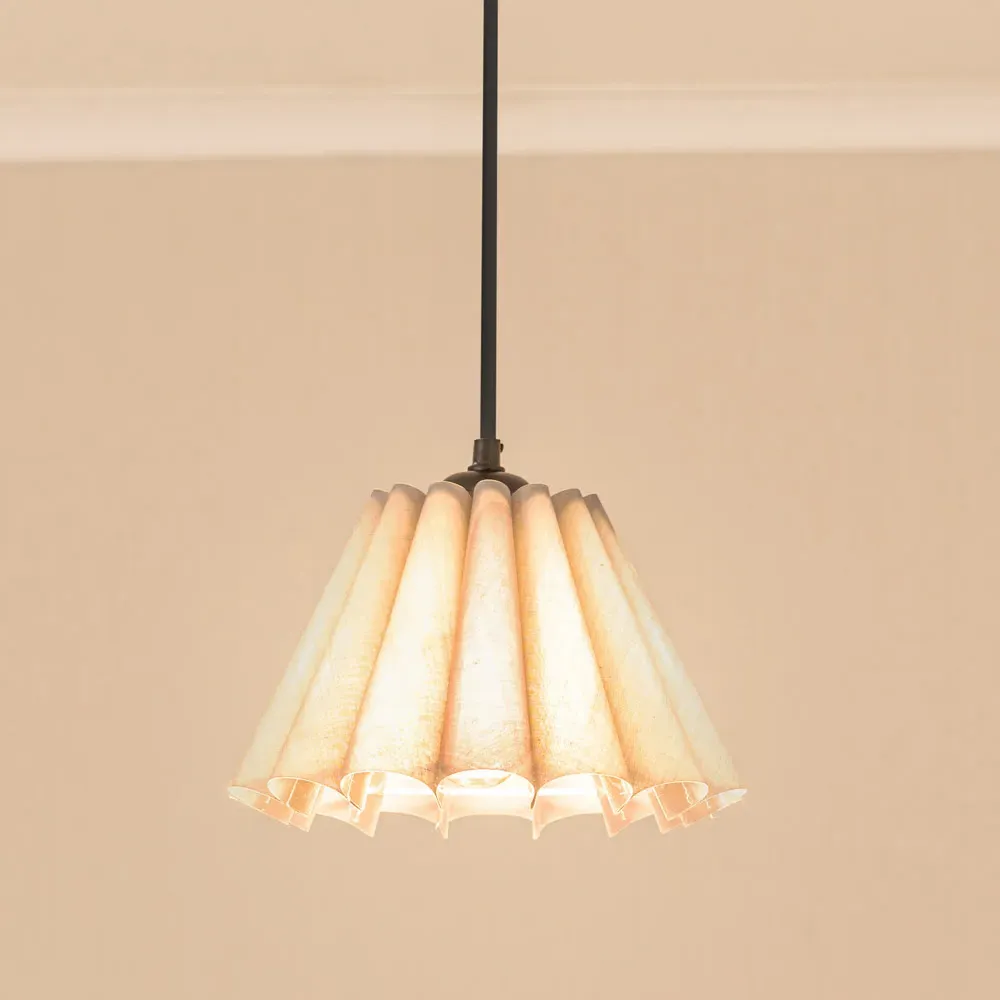 Lauren Pleated Scallop Lamp Shade - Grey, Linen-Look