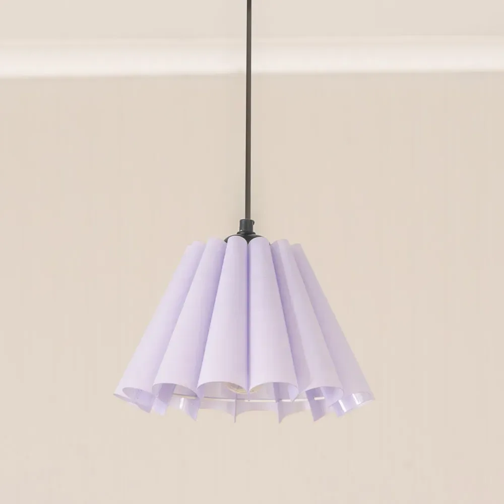Lauren Pleated Scallop Lamp Shade - Lilac, Linen-Look