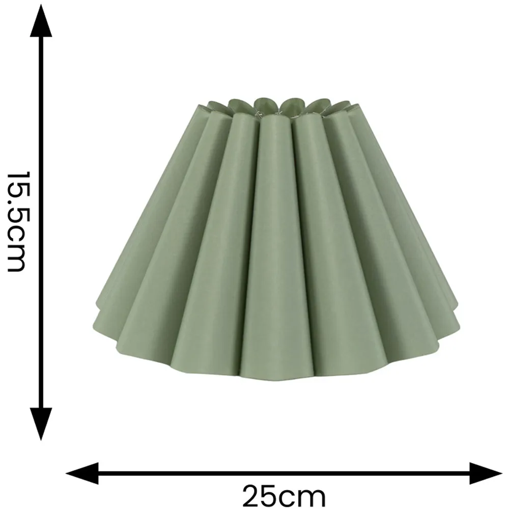 Lauren Pleated Scallop Lamp Shade - Sage Green, Linen-Look