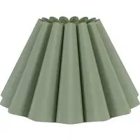 Lauren Pleated Scallop Lamp Shade - Sage Green, Linen-Look