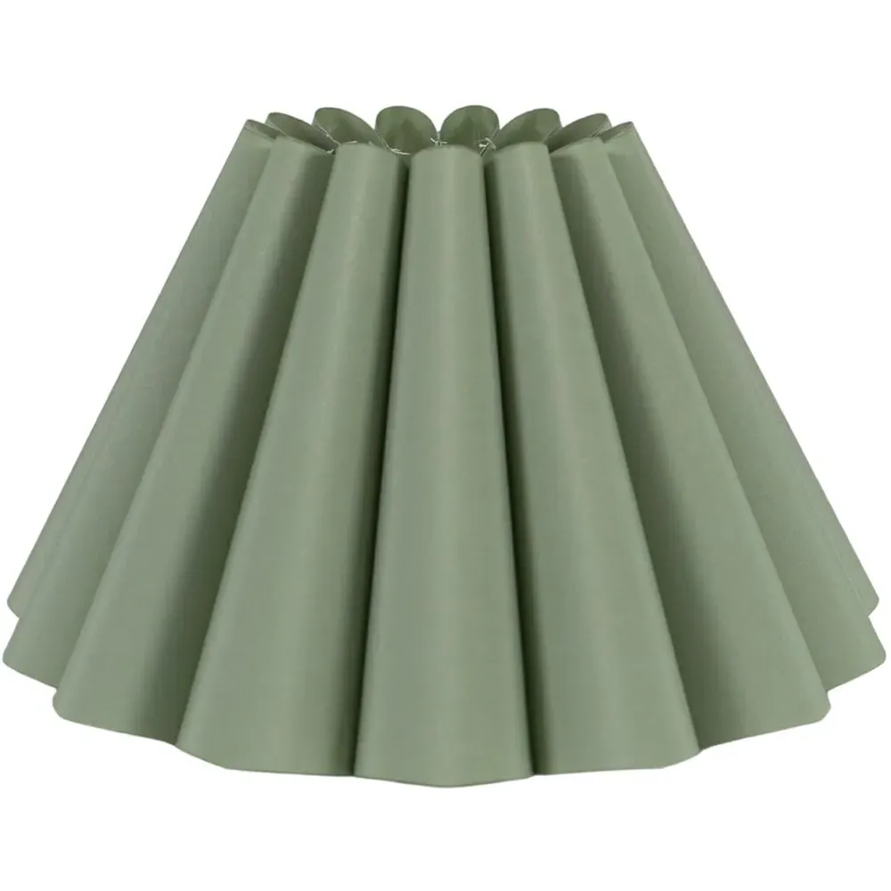 Lauren Pleated Scallop Lamp Shade - Sage Green, Linen-Look