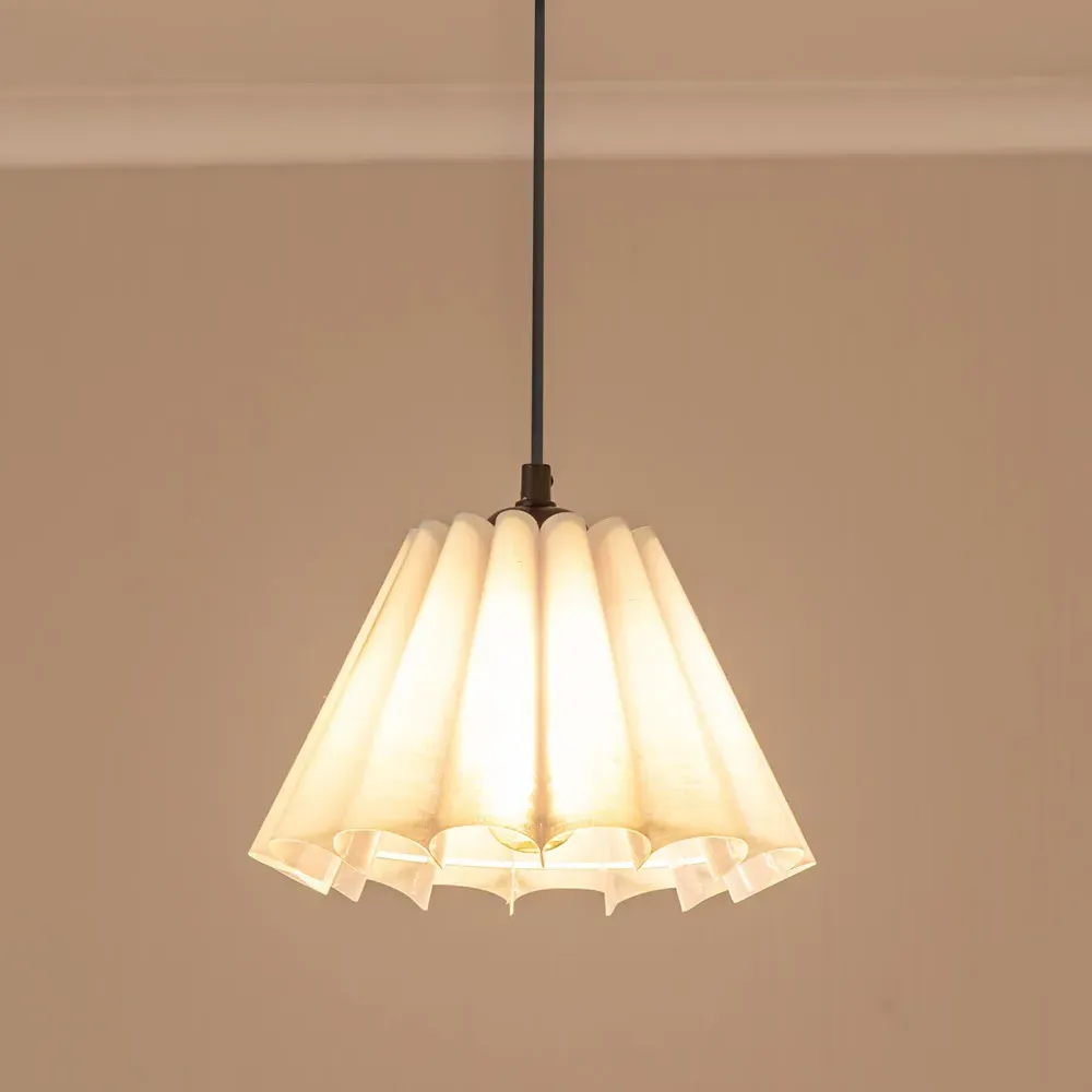 Lauren Pleated Scallop Lamp Shade - White, Linen-Look