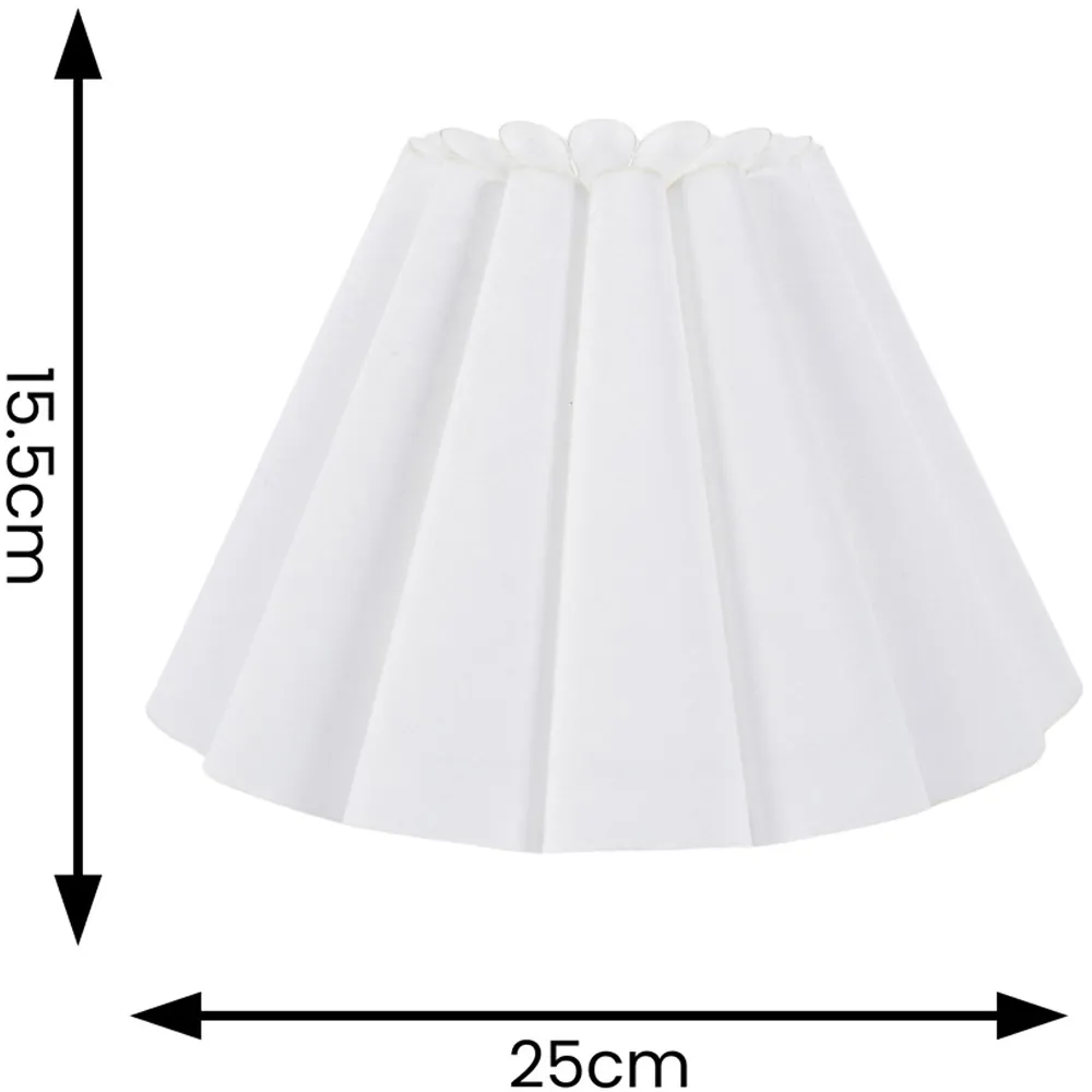 Lauren Pleated Scallop Lamp Shade - White, Linen-Look