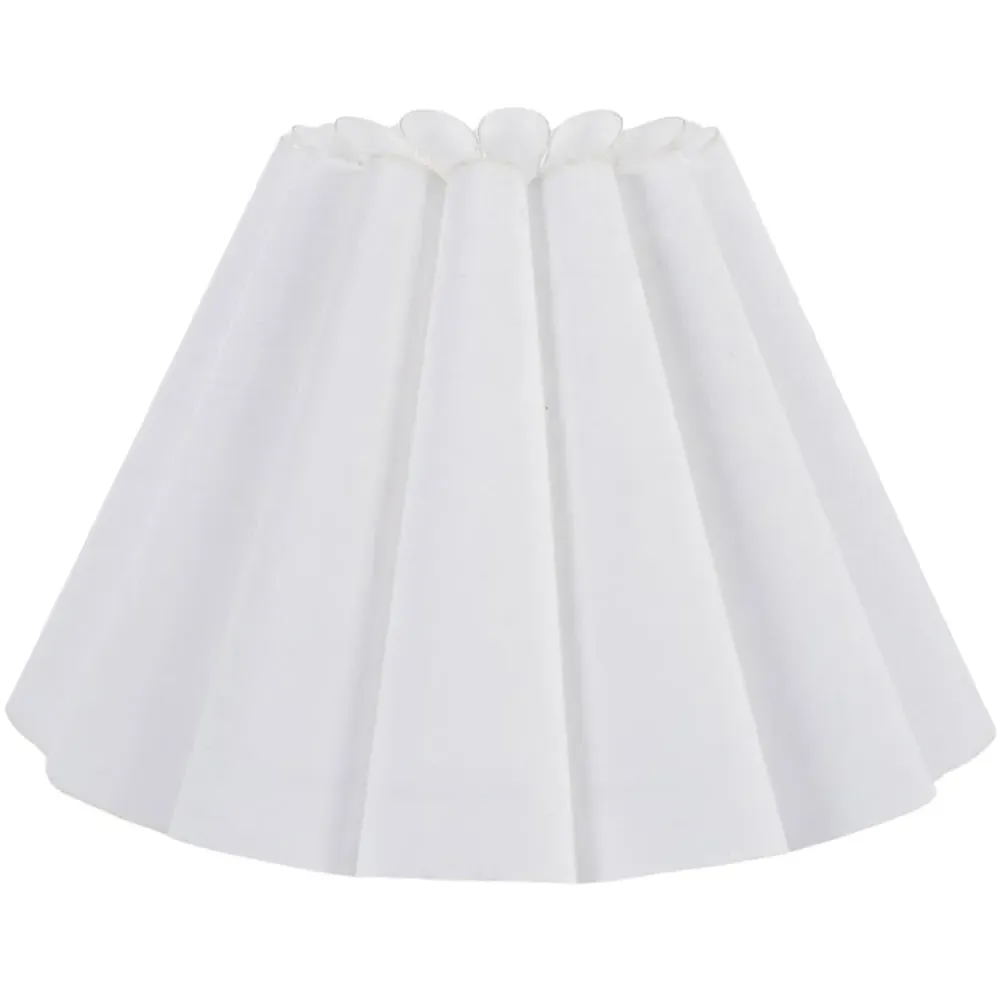 Lauren Pleated Scallop Lamp Shade - White, Linen-Look