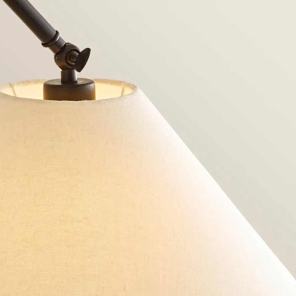 Layla Adjustable Floor Lamp with Linen Shade - Black