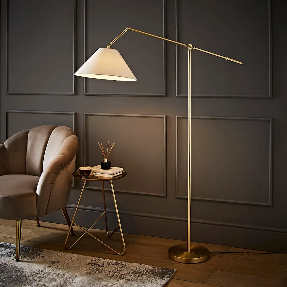 Layla Adjustable Floor Lamp with Linen Shade - Gold
