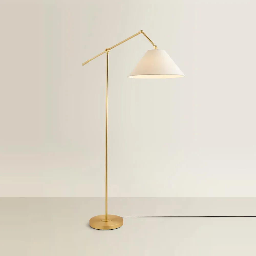 Layla Adjustable Floor Lamp with Linen Shade - Gold