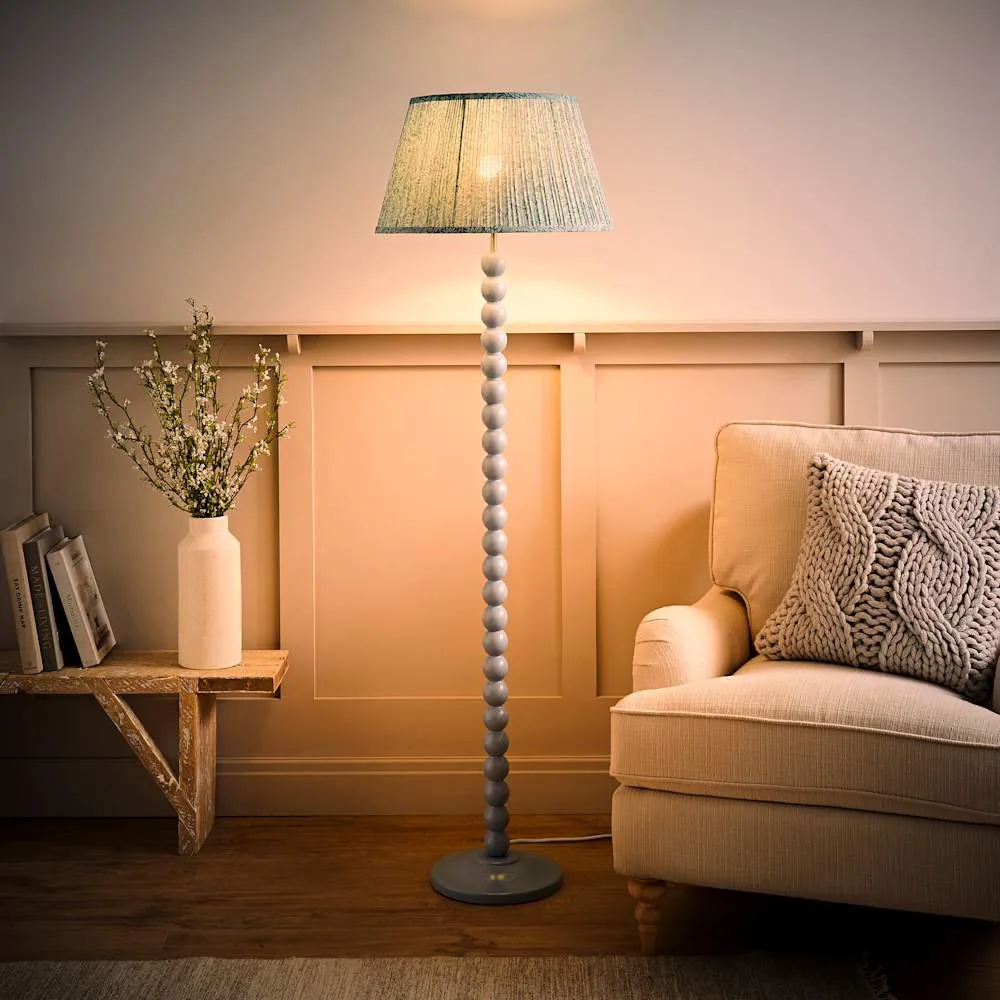 Leaf Pleated Shade Bobbin LED Floor Lamp - Blue