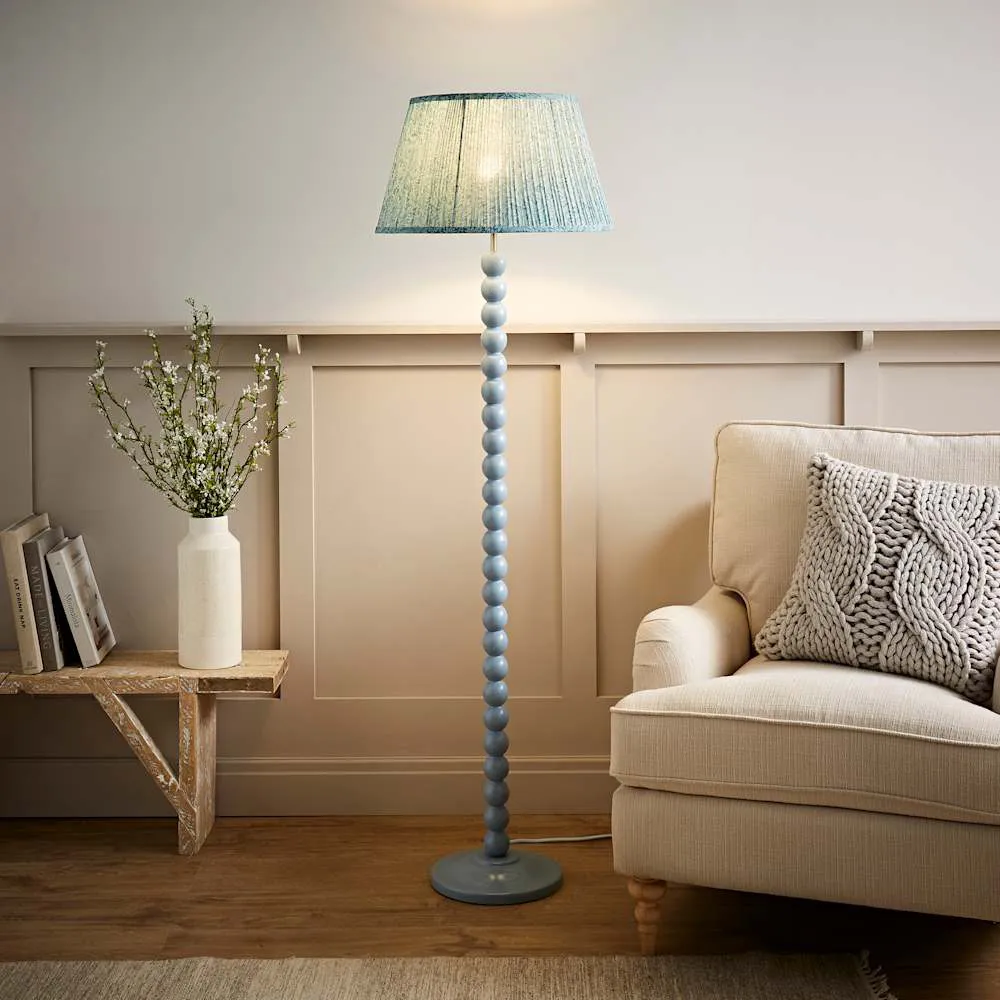 Leaf Pleated Shade Bobbin LED Floor Lamp - Blue