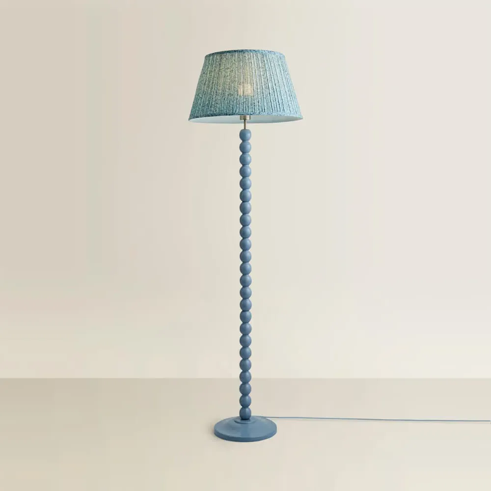 Leaf Pleated Shade Bobbin LED Floor Lamp - Blue