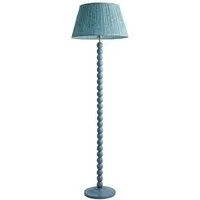 Leaf Pleated Shade Bobbin LED Floor Lamp - Blue