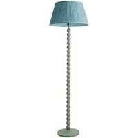 Leaf Pleated Shade Bobbin LED Floor Lamp - Green