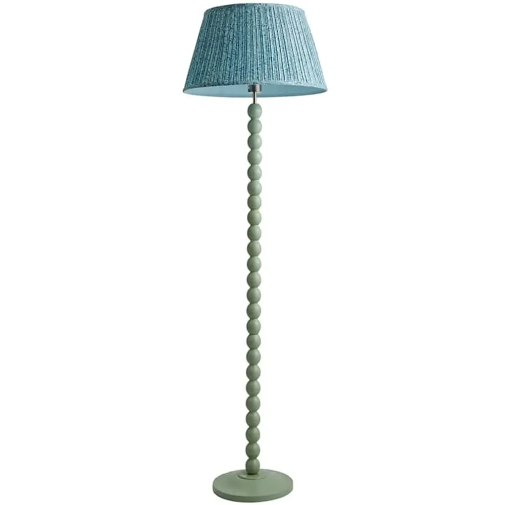 Leaf Pleated Shade Bobbin LED Floor Lamp - Green