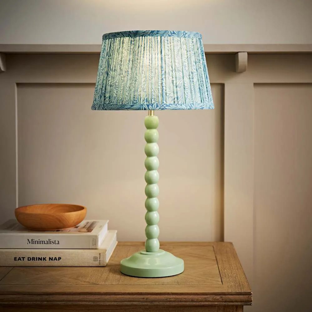Leaf Pleated Shade Bobbin LED Table Lamp - Green