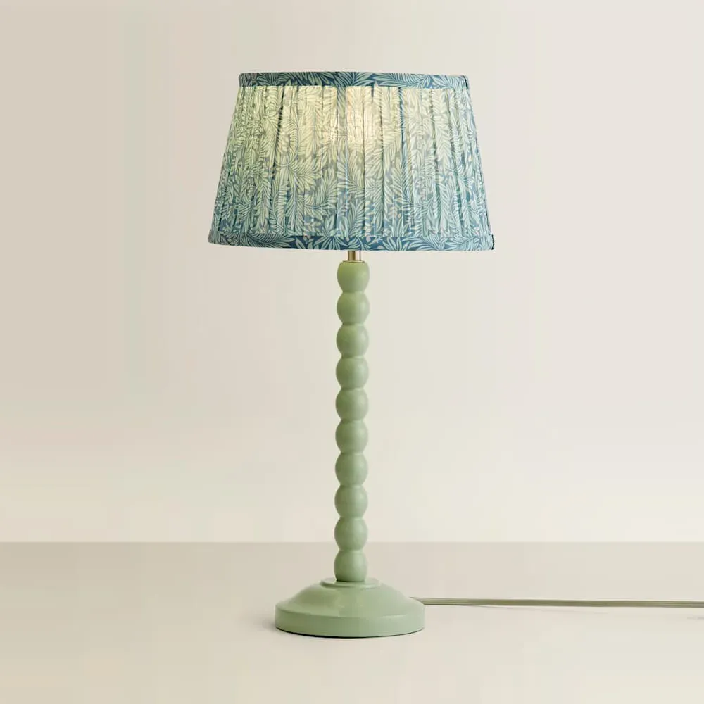 Leaf Pleated Shade Bobbin LED Table Lamp - Green