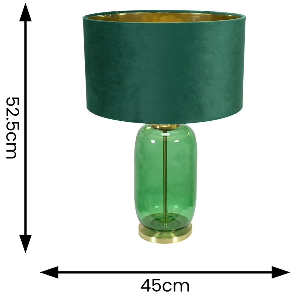 Leigh LED Table Lamp - Forest Green, Velvet