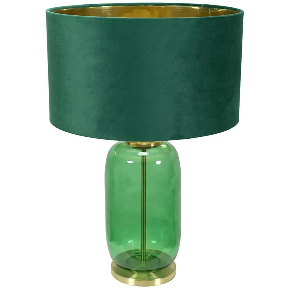 Leigh LED Table Lamp - Forest Green, Velvet