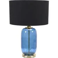 Leigh Reni Drum Shade LED Table Lamp - Black, Glass