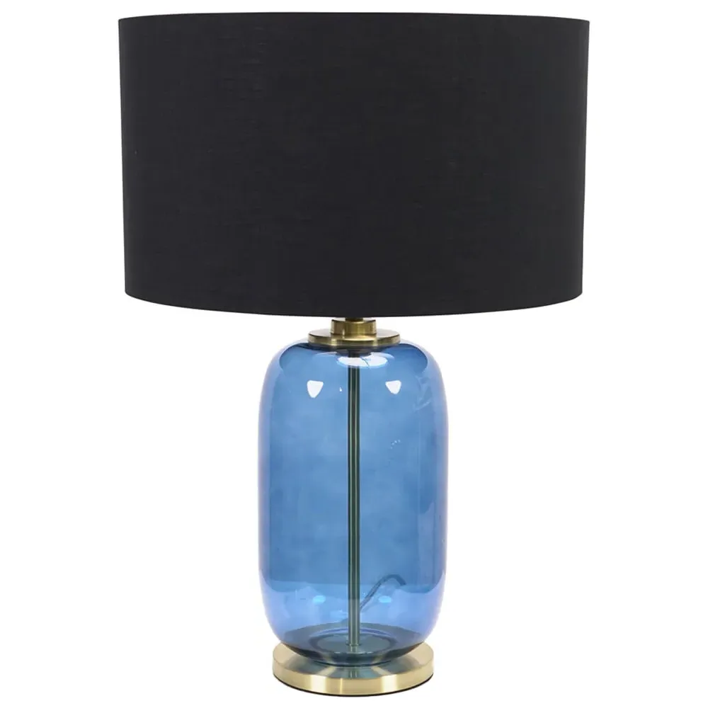 Leigh Reni Drum Shade LED Table Lamp - Black, Glass