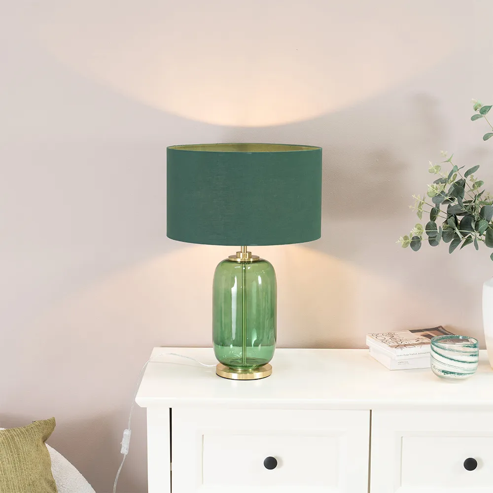 Leigh Reni LED Table Lamp - Forest Green, Glass