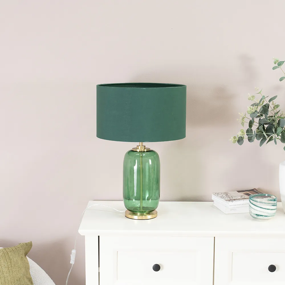 Leigh Reni LED Table Lamp - Forest Green, Glass