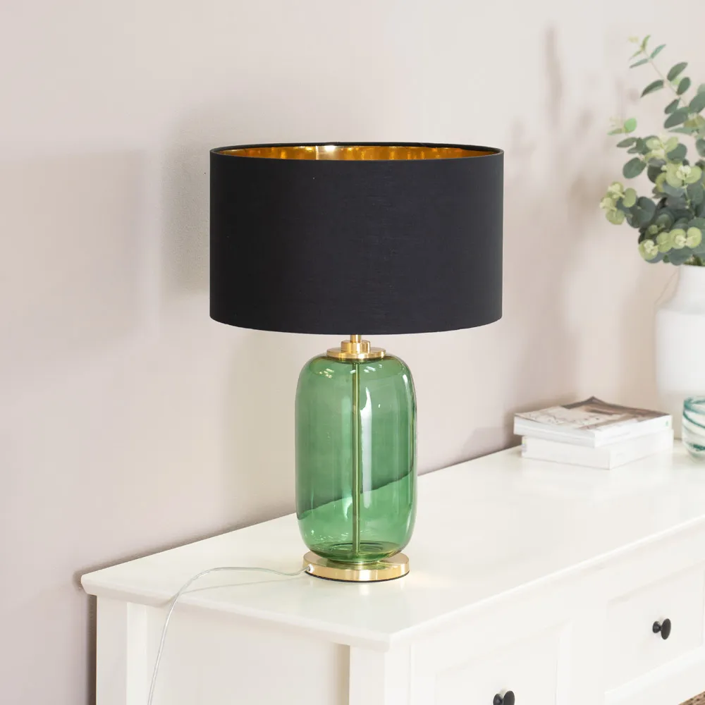 Leigh Reni LED Table Lamp - Forest Green, Glass