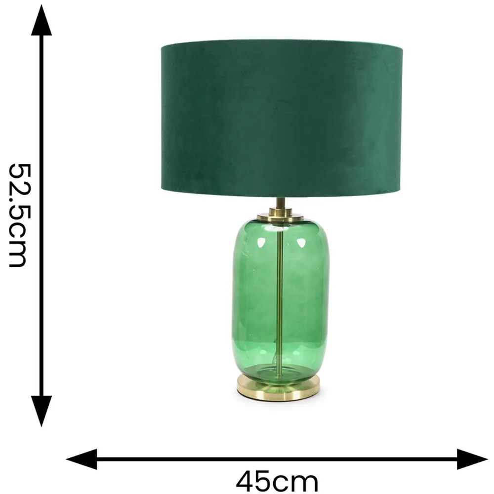 Leigh Reni LED Table Lamp - Green, Velvet
