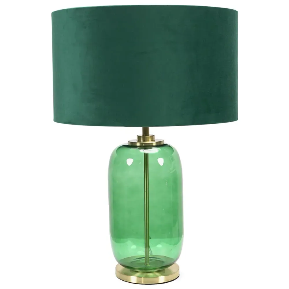 Leigh Reni LED Table Lamp - Green, Velvet