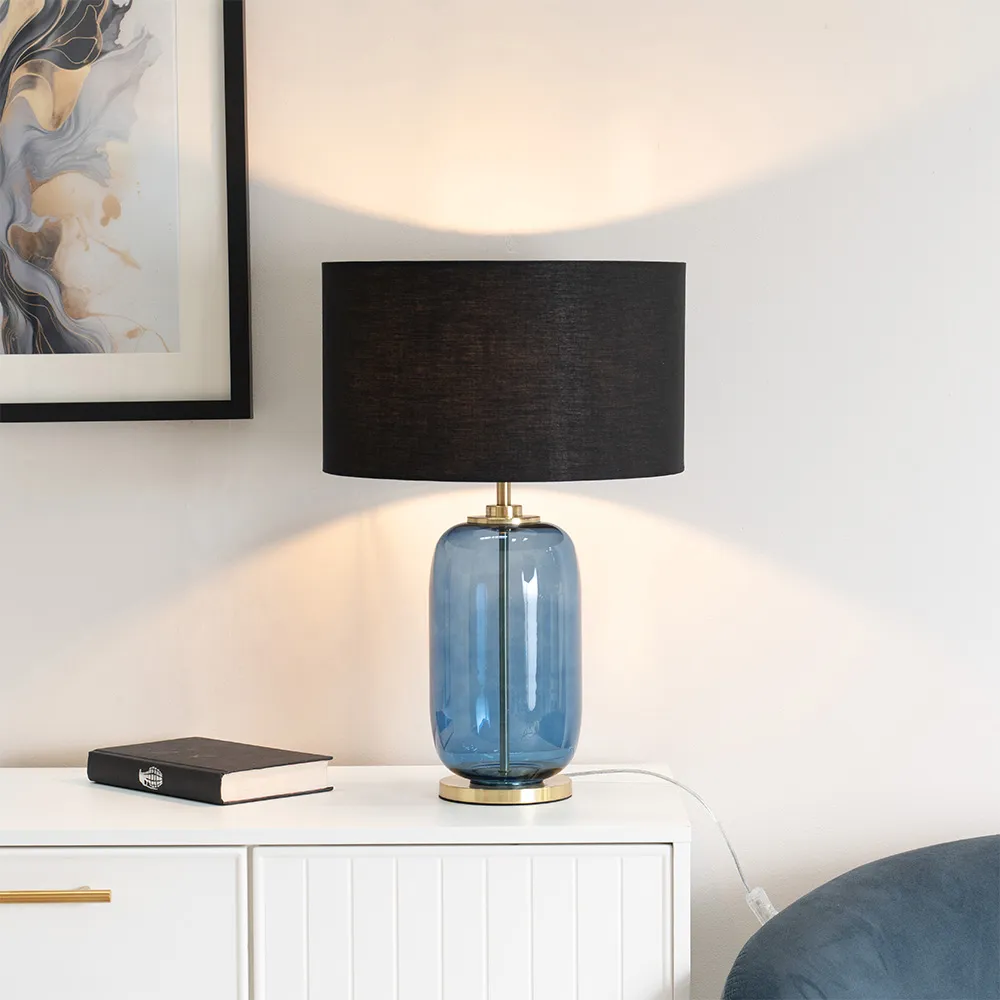 Leigh Reni LED Table Lamp - Navy Blue, Glass