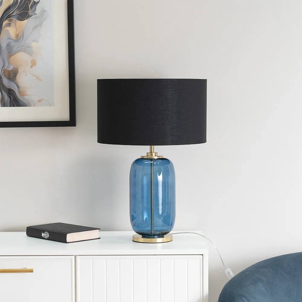 Leigh Reni LED Table Lamp - Navy Blue, Glass