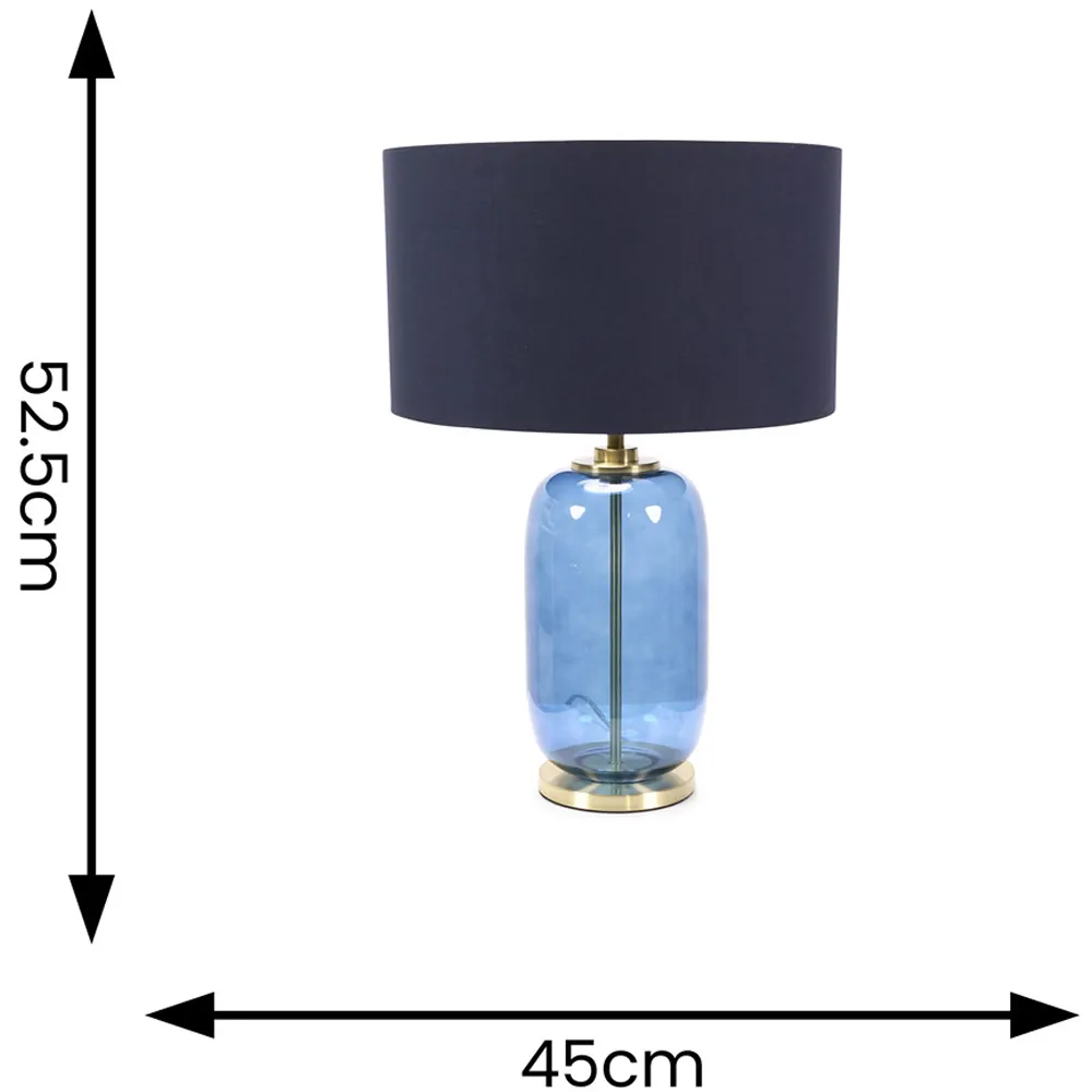 Leigh Reni LED Table Lamp - Navy Blue, Glass